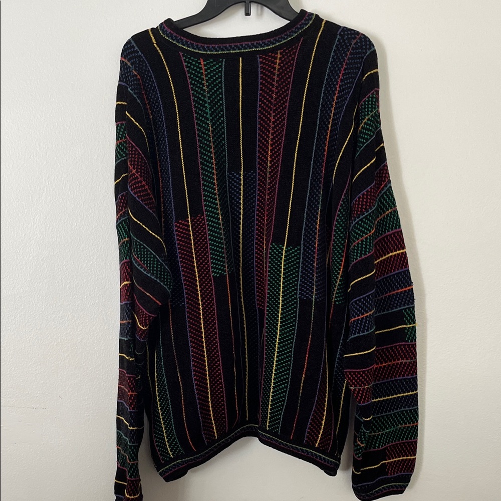 Tundra Black Crewneck Sweater with Multicolor Vertical Stripes - Picture 4 of 5